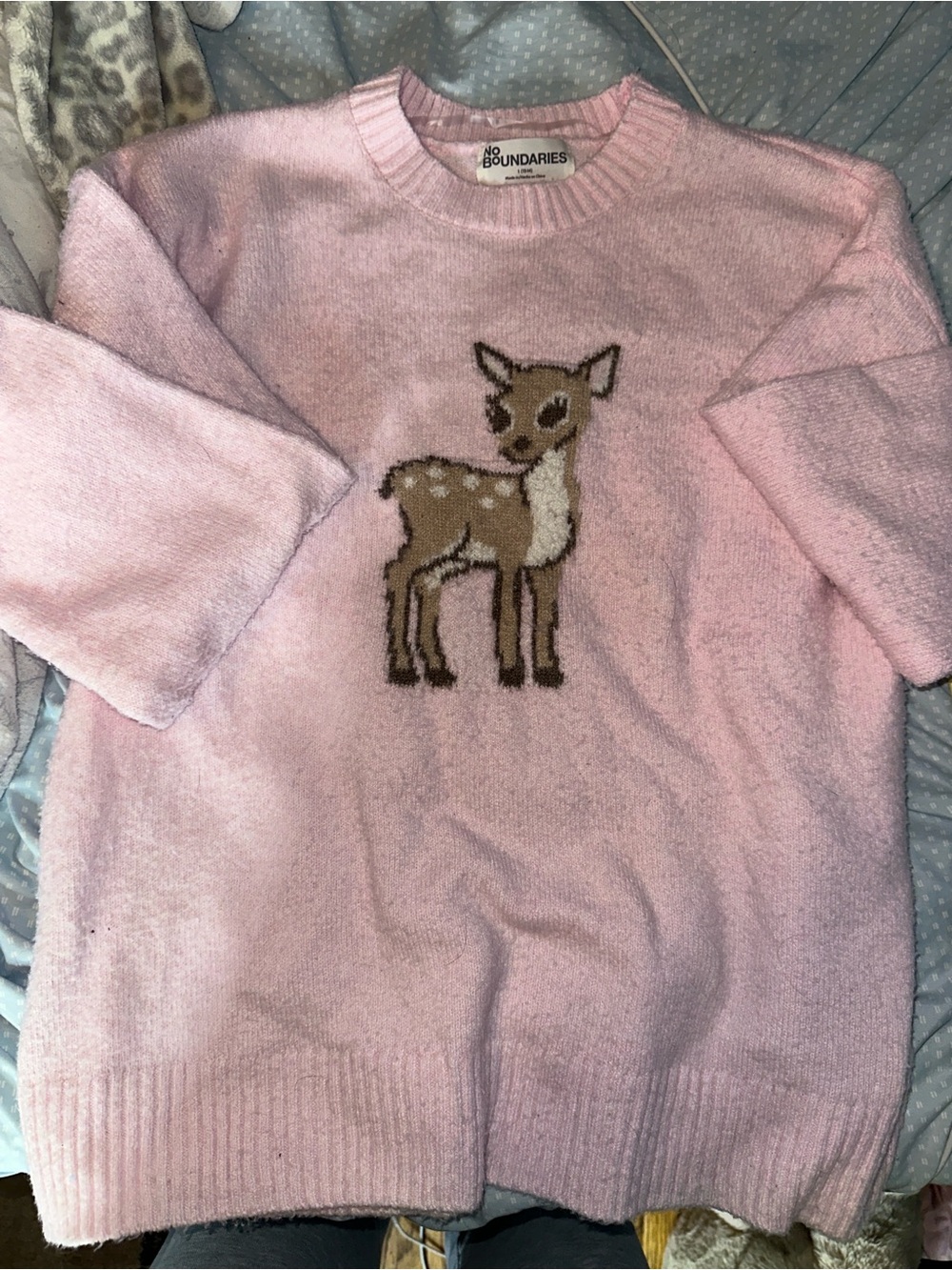 Pink Oversized Deer Sweater Size Large